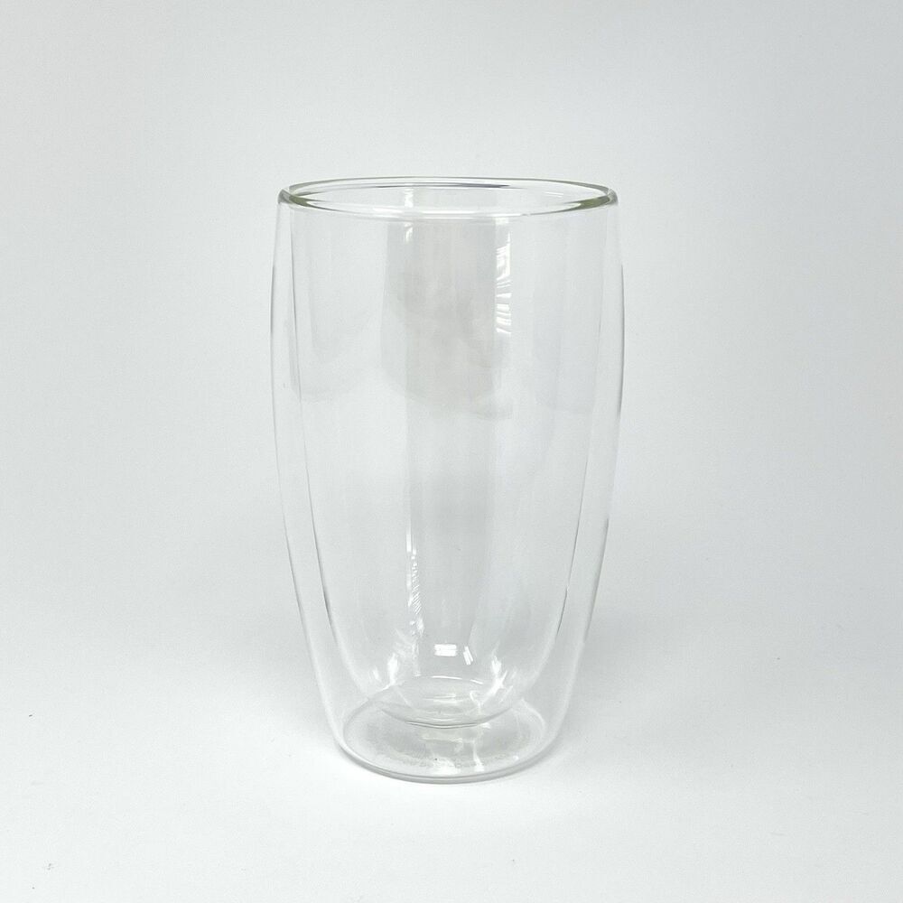 Bodum PAVINA 450mL 15oz Double-Wall Insulated Tall Glass Coffee Mug Cup Clear